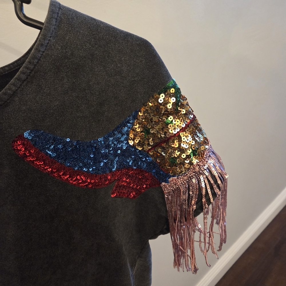 Colorful Rodeo Sequin Fringe Tee - Picture 4 of 4